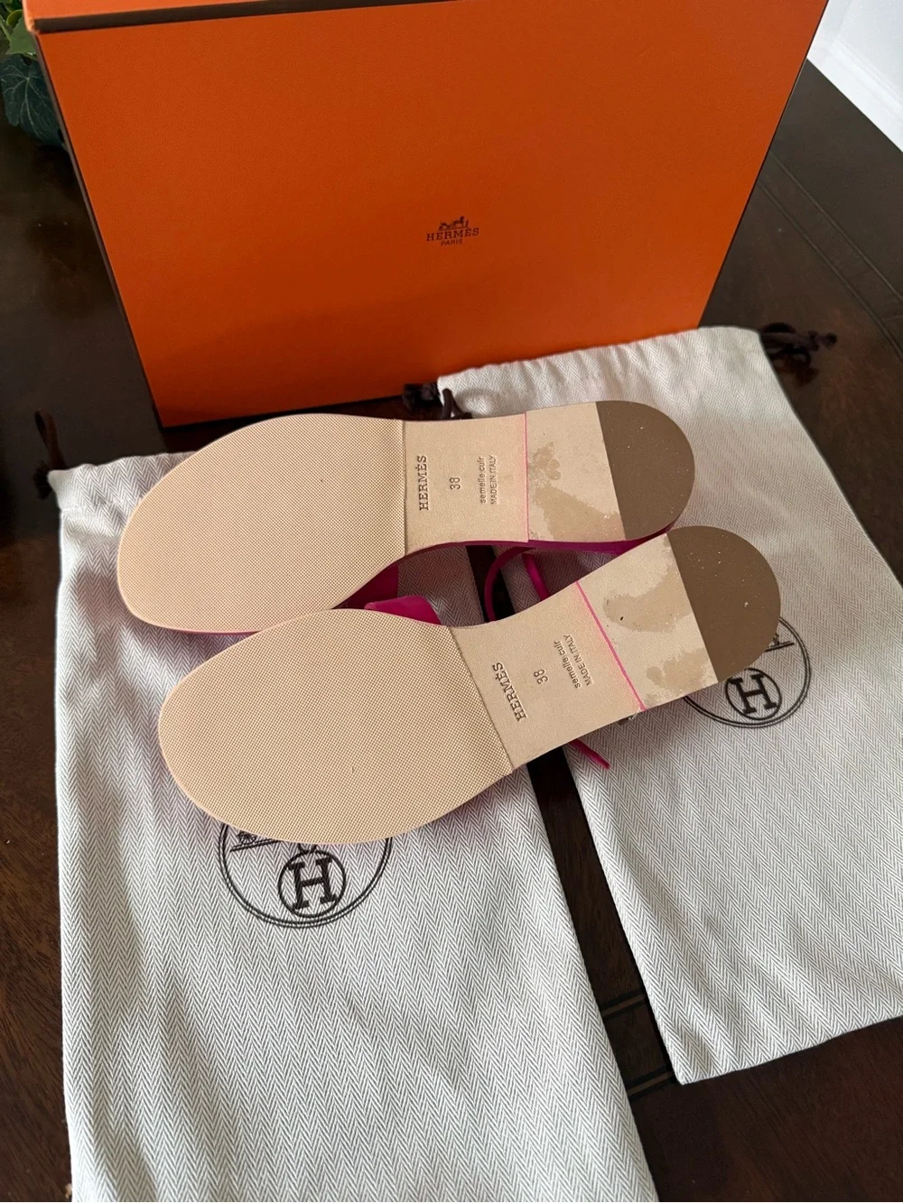 Hermes Size 38 Santorini Rose Sakura Sandals - NIB